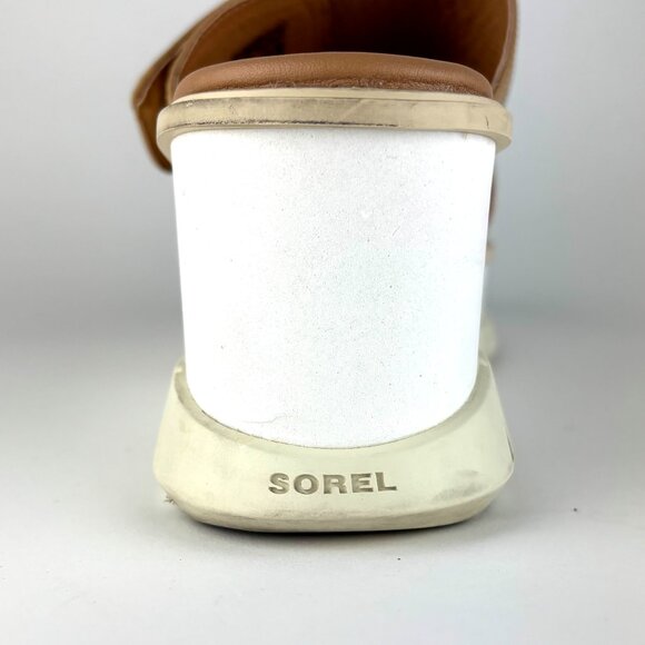 Sorel Dayspring Platform Slide Sandals Tan Leather Size 7.5 - Picture 7 of 14